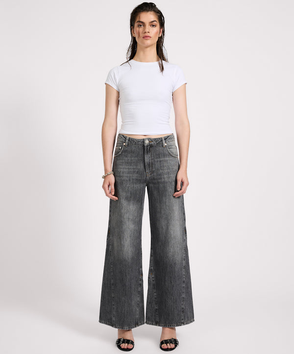 One Teaspoon Cruisers Mid Waist Bootcut Flare Denim Jeans - Charcoal Grey