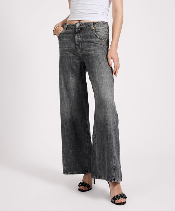 One Teaspoon Cruisers Mid Waist Bootcut Flare Denim Jeans - Charcoal Grey