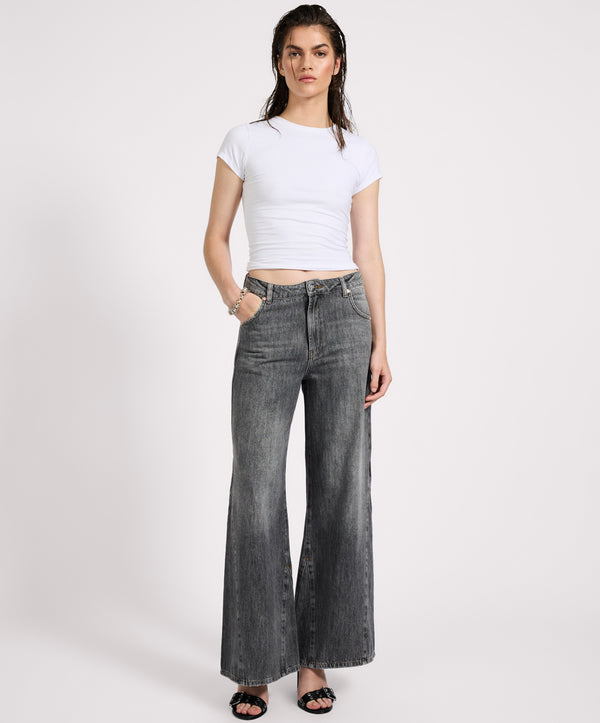 one teaspoon Cruisers Mid Waist Bootcut Flare Denim Jeans - Charcoal Grey