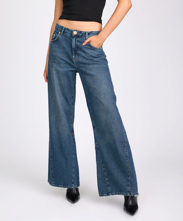 One Teaspoon Cruisers Mid Waist Bootcut Flare Denim Jeans - Colorado Blue