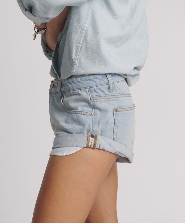 One Teaspoon Cyber Blue Bandits Low Waist Denim Shorts - Cyber Blue