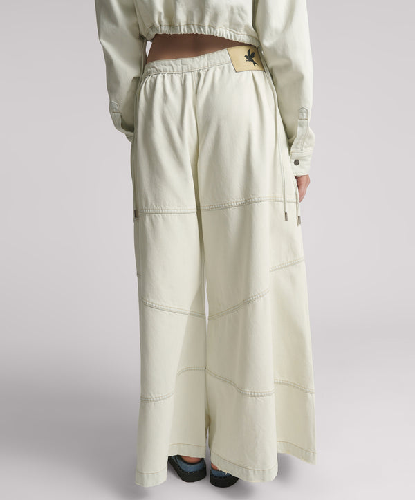 One Teaspoon Daddios Low Waist Super Wide Leg Denim Jeans - Blue Cream