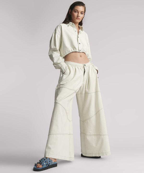 one teaspoon Daddios Low Waist Super Wide Leg Denim Jeans - Blue Cream