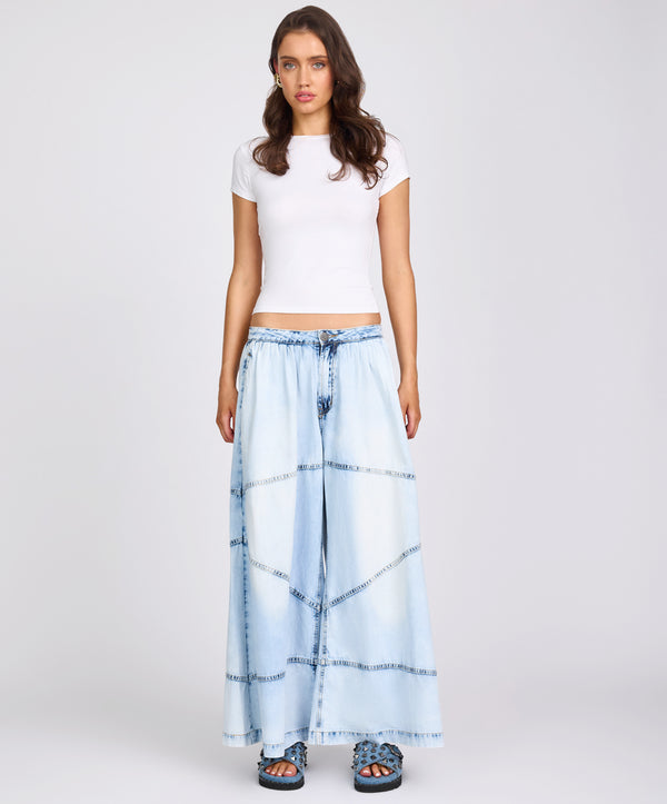 One Teaspoon Daddios Low Waist Super Wide Leg Denim Jeans - Depeche Blue