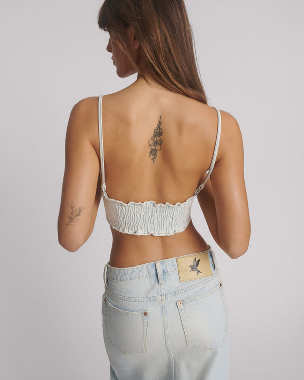 One Teaspoon Denim Heart Backless Crop Top - Le Surf Blue