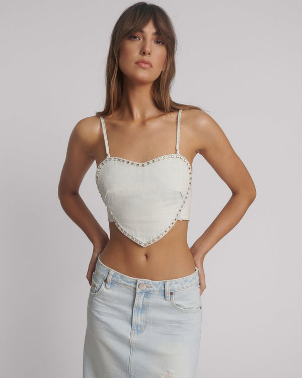one teaspoon Denim Heart Backless Crop Top - Le Surf Blue