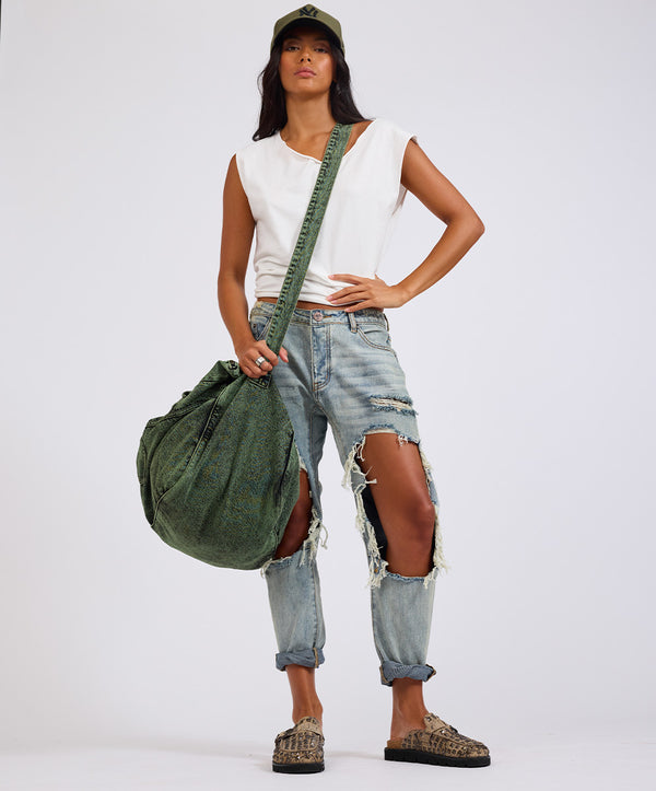 One Teaspoon Denim Overnighter Duffle Bag - Black Khaki