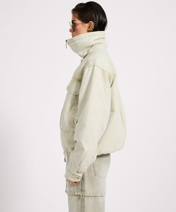 One Teaspoon Denim Utility Puffer Jacket - Antique Stone