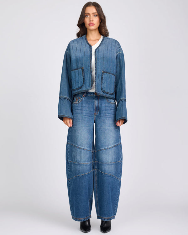 One Teaspoon Denim Wadded Jacket - Deep Pacifica Blue