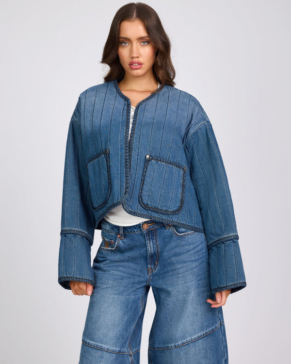 One Teaspoon Denim Wadded Jacket - Deep Pacifica Blue