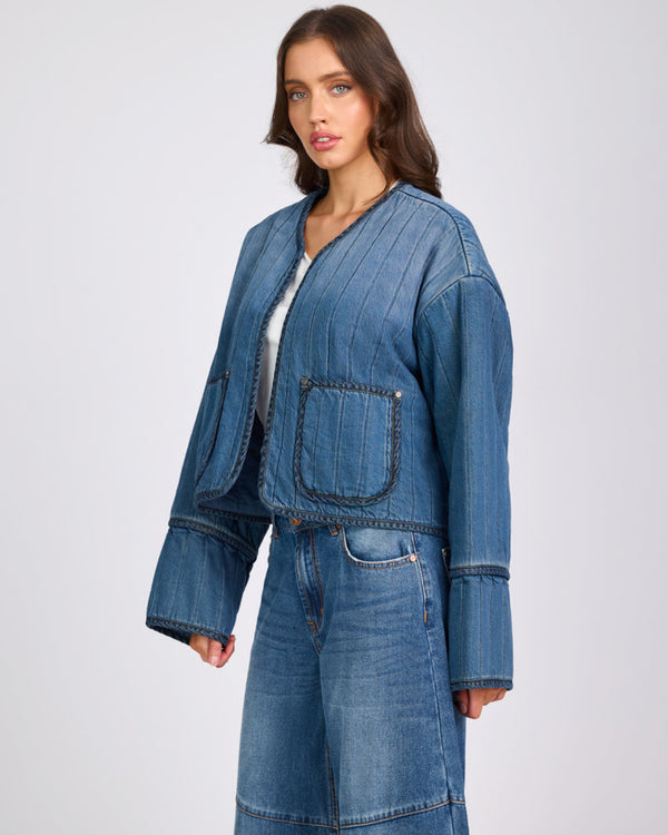 One Teaspoon Denim Wadded Jacket - Deep Pacifica Blue