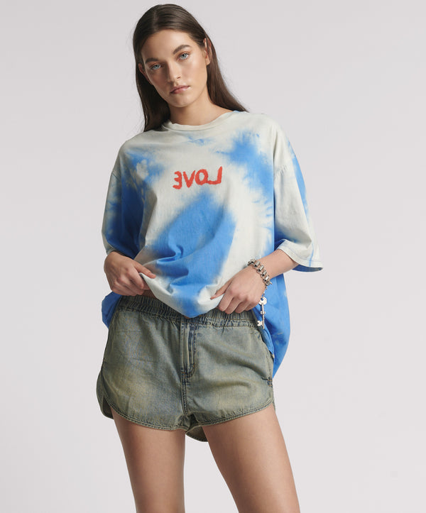 one teaspoon Dylan Low Waist 70s Elasticated Denim Shorts - Blue Sand
