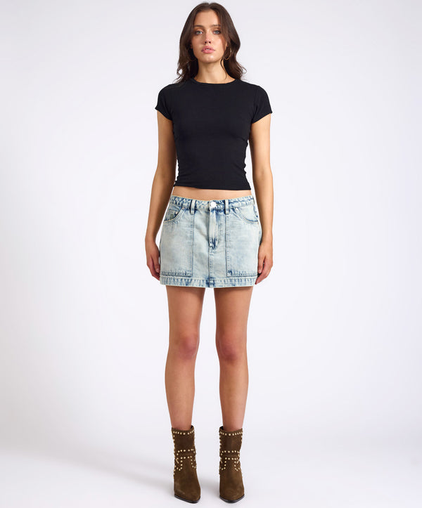 One Teaspoon Fiasco Low Waist Utility Micro Mini Denim Skirt - Ambrosia Blue