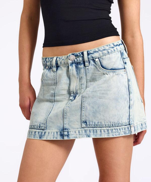 One Teaspoon Fiasco Low Waist Utility Micro Mini Denim Skirt - Ambrosia Blue