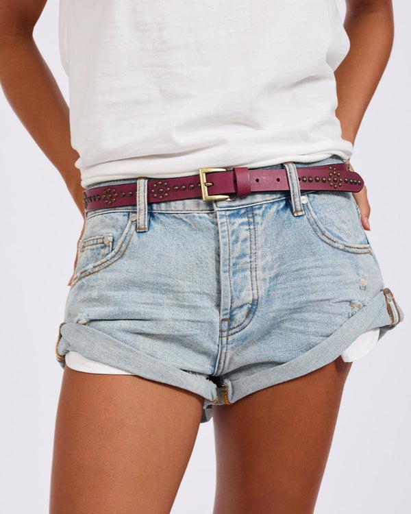 one teaspoon Flower Studded Leather Belt - Oxblood Red Leather