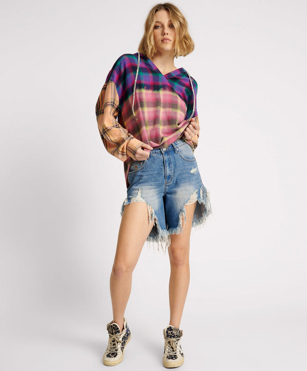 one teaspoon Frankies Low Waist Long Length Denim Shorts - Pacifica