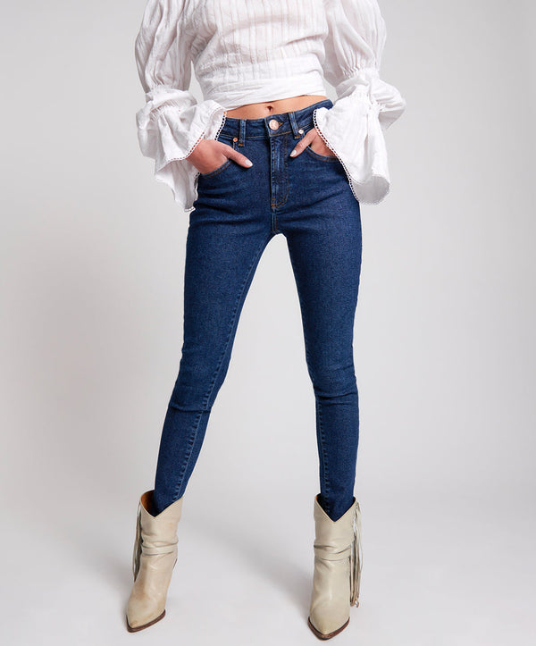 One Teaspoon Freebirds Ii Super High Waist Stretch Skinny Denim Jeans - Manhattan Blue