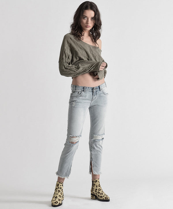 One Teaspoon Freebirds Low Waist Rigid Skinny Denim Jeans - Blue Hart