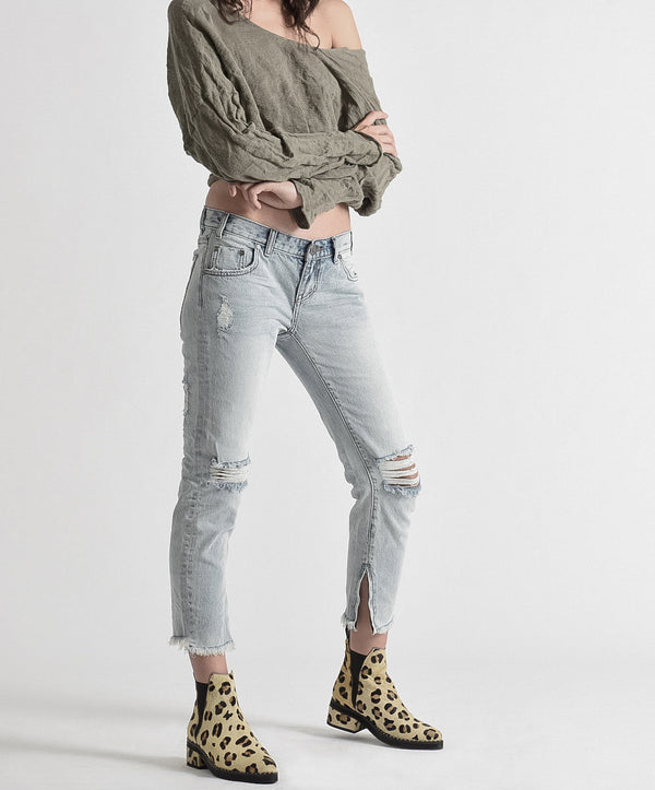 One Teaspoon Freebirds Low Waist Rigid Skinny Denim Jeans - Blue Hart