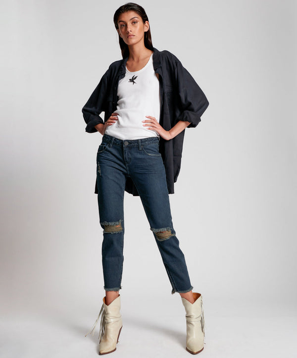 One Teaspoon Freebirds Low Waist Rigid Skinny Denim Jeans - Fox Black