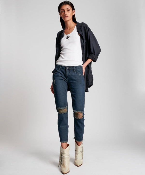 one teaspoon Freebirds Low Waist Rigid Skinny Denim Jeans - Fox Black