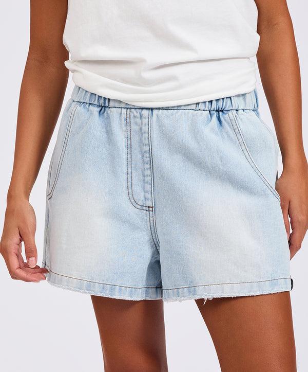 One Teaspoon Funks High Waist Elasticated Flippy Denim Shorts - Blue Latte