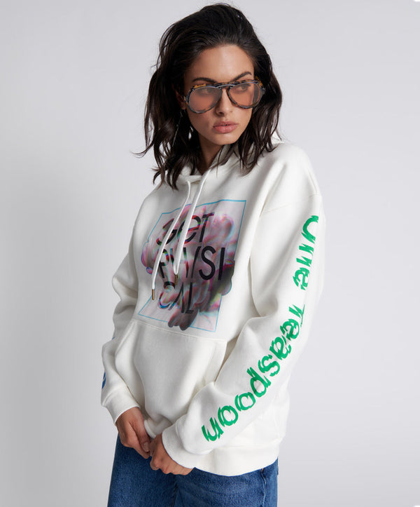 One Teaspoon Get Physical Oversized Sweater Hoody - White