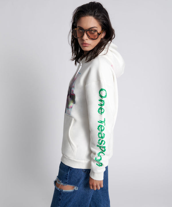 One Teaspoon Get Physical Oversized Sweater Hoody - White