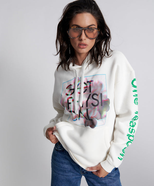 one teaspoon Get Physical Oversized Sweater Hoody - White