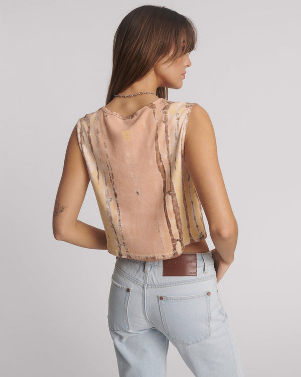 One Teaspoon Gloria Tropical V-Front Rib Tank Top - Yellow