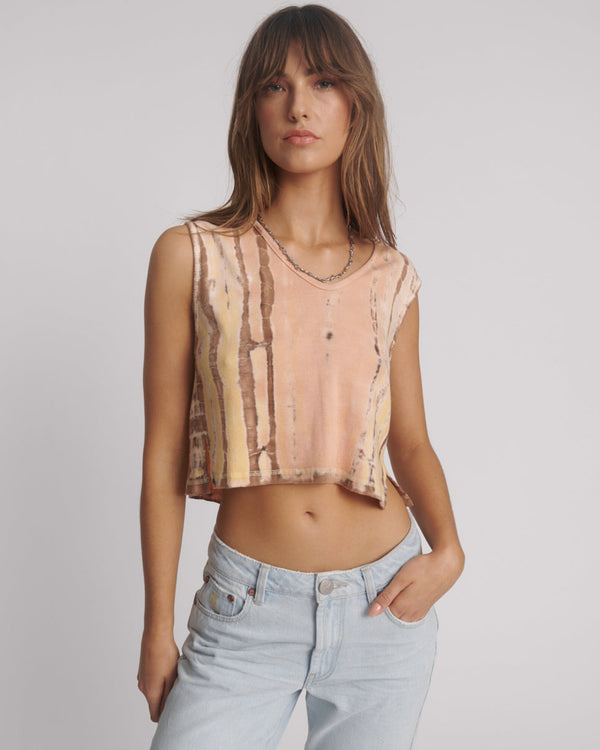 one teaspoon Gloria Tropical V-Front Rib Tank Top - Yellow