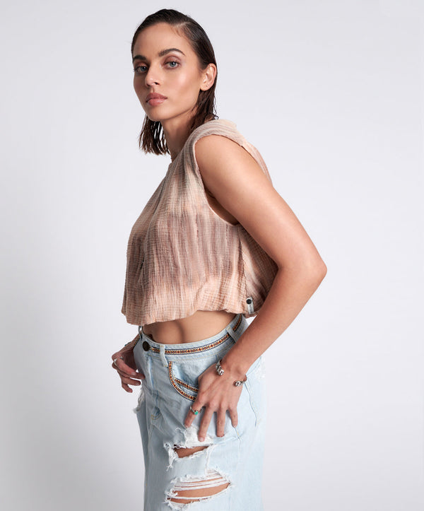One Teaspoon Hand Dyed Backless Bubble Top - Acid Sky
