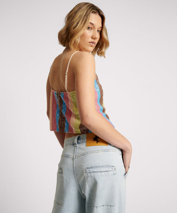 One Teaspoon Hand Sequin Ibiza Luxe Party Cami Top - Multi