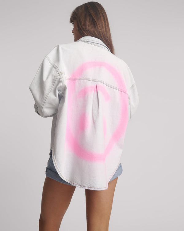 one teaspoon Hand-Sprayed Smiley Daria Denim Shacket - Bel Air Blue