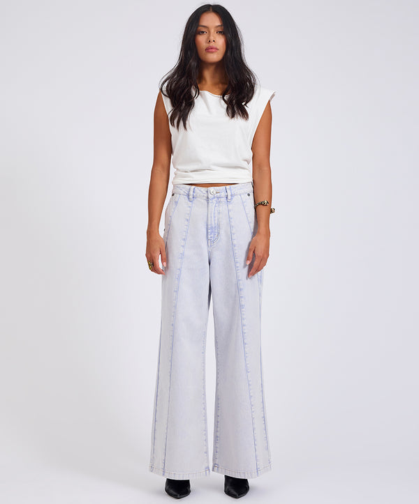 One Teaspoon Hayden High Waist Wide Leg Trouser Denim Jeans - Lavender Blue