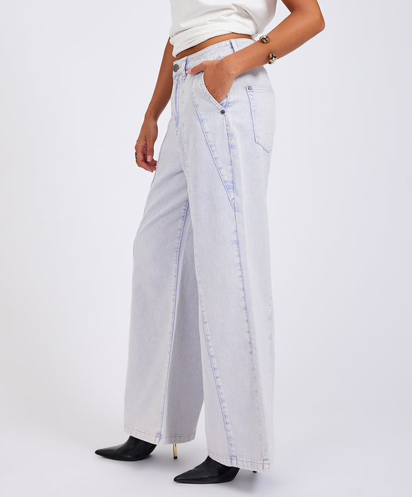 One Teaspoon Hayden High Waist Wide Leg Trouser Denim Jeans - Lavender Blue