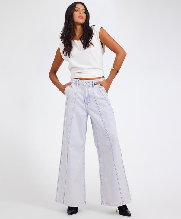 one teaspoon Hayden High Waist Wide Leg Trouser Denim Jeans - Lavender Blue