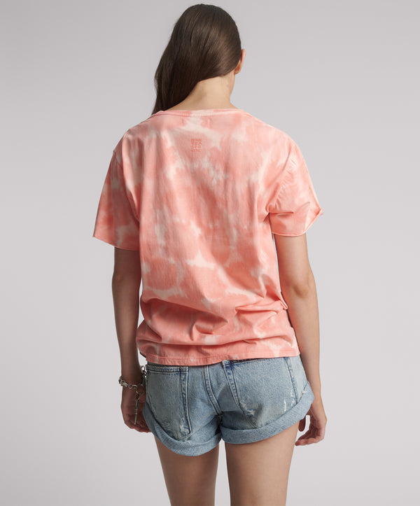 One Teaspoon Heart Throb Tie Dye Boyfriend Tee - Coral Pink