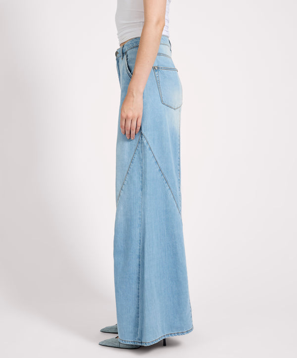 One Teaspoon Hollywoods High Waist Wide Leg Denim Jeans - Cool Blue