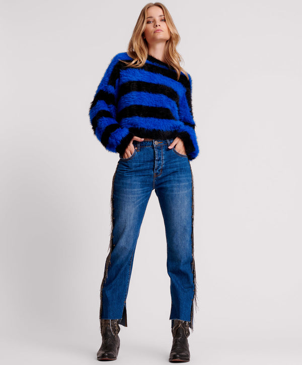 one teaspoon Hooligans Low Waist Relaxed Straight Leg Denim Jeans - Blue Moon