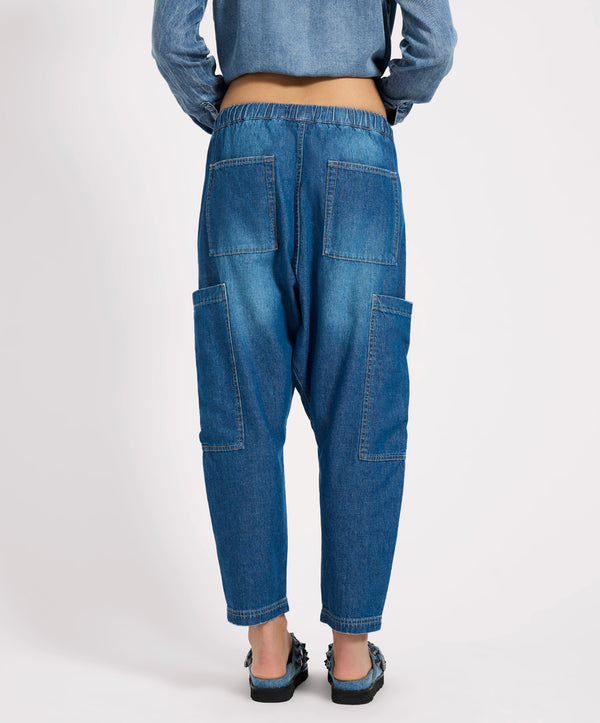 One Teaspoon Isla Low Waist Drawstring Harem Denim Jeans - Blue Pasadena