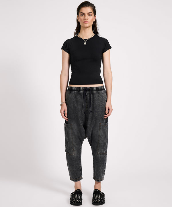 One Teaspoon Isla Low Waist Drawstring Harem Denim Jeans - Charcoal Black