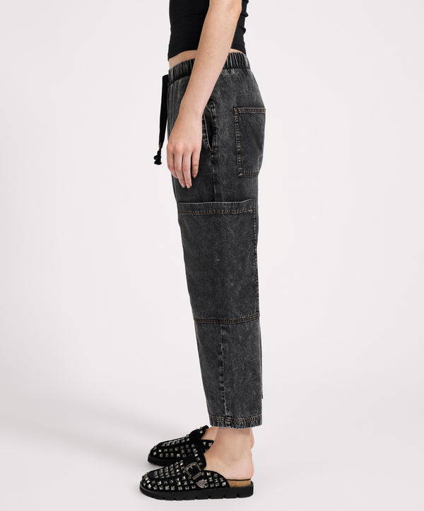One Teaspoon Isla Low Waist Drawstring Harem Denim Jeans - Charcoal Black
