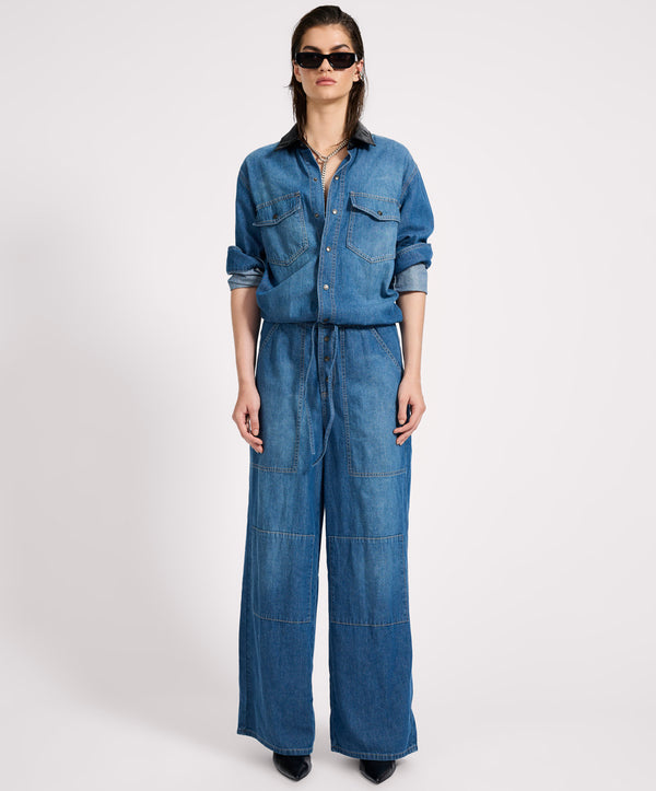 One Teaspoon Izzy Drawstring Boiler Denim Jumpsuit - Blue Pasadena