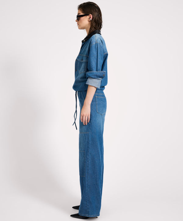 One Teaspoon Izzy Drawstring Boiler Denim Jumpsuit - Blue Pasadena