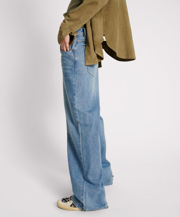 One Teaspoon Jackson Mid Waist Wide Leg Denim Jeans - Blue Rapture