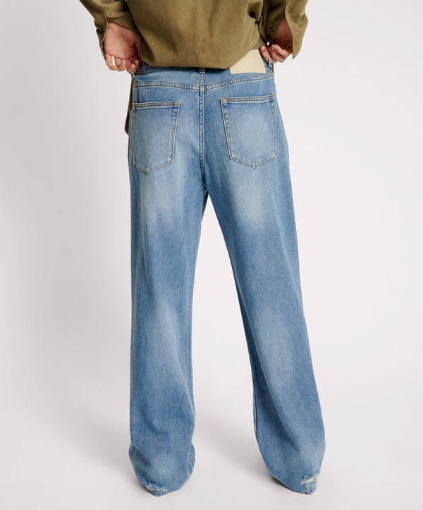One Teaspoon Jackson Mid Waist Wide Leg Denim Jeans - Blue Rapture