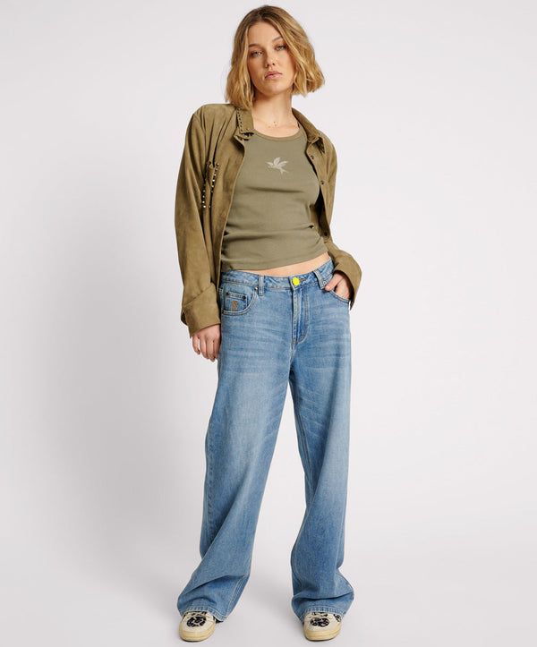 one teaspoon Jackson Mid Waist Wide Leg Denim Jeans - Blue Rapture