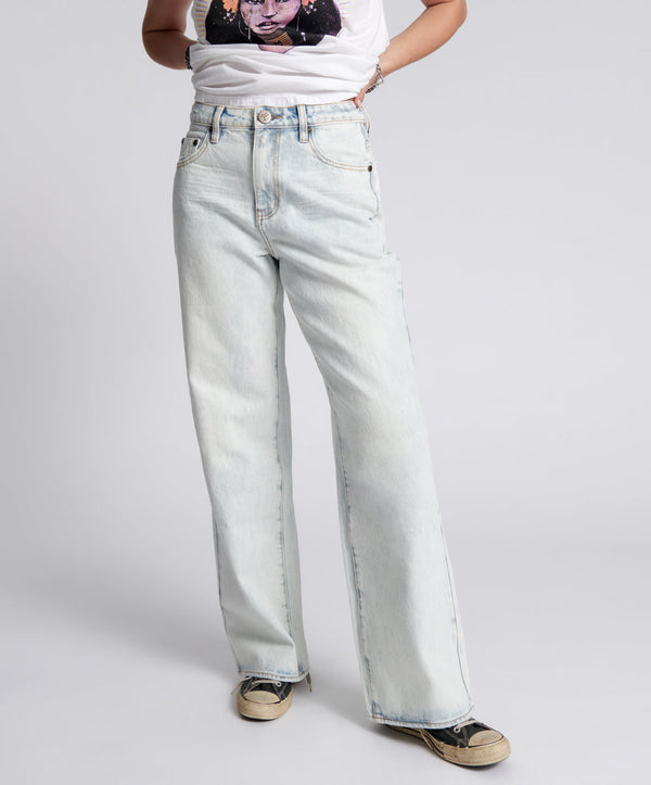 One Teaspoon Jackson Mid Waist Wide Leg Denim Jeans - Florence