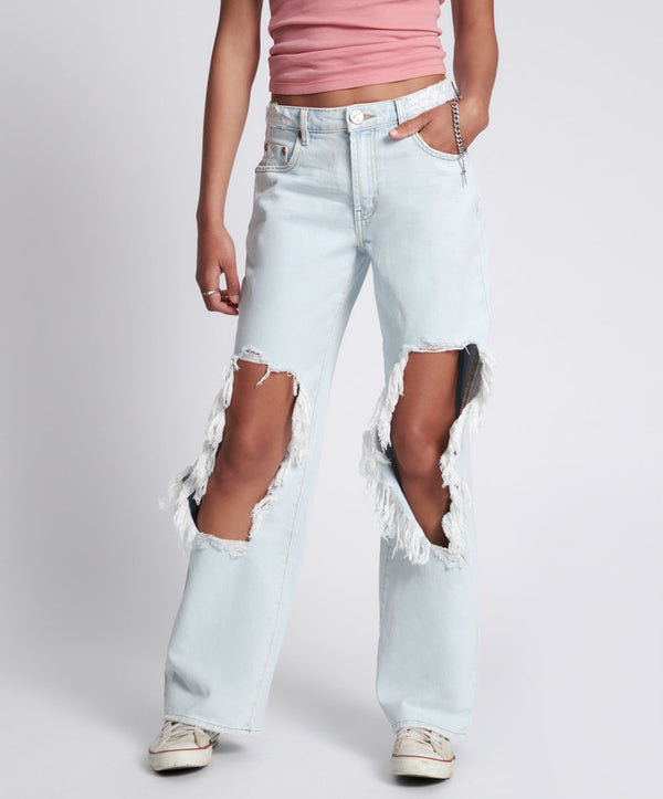 One Teaspoon Jackson Mid Waist Wide Leg Denim Jeans - Le Surf